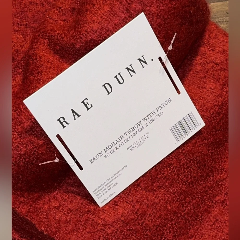 NWT Rae Dunn Red Holiday Throw/Blanket w/Ornament ‘MERRY CHRISTMAS’ Faux Mohair